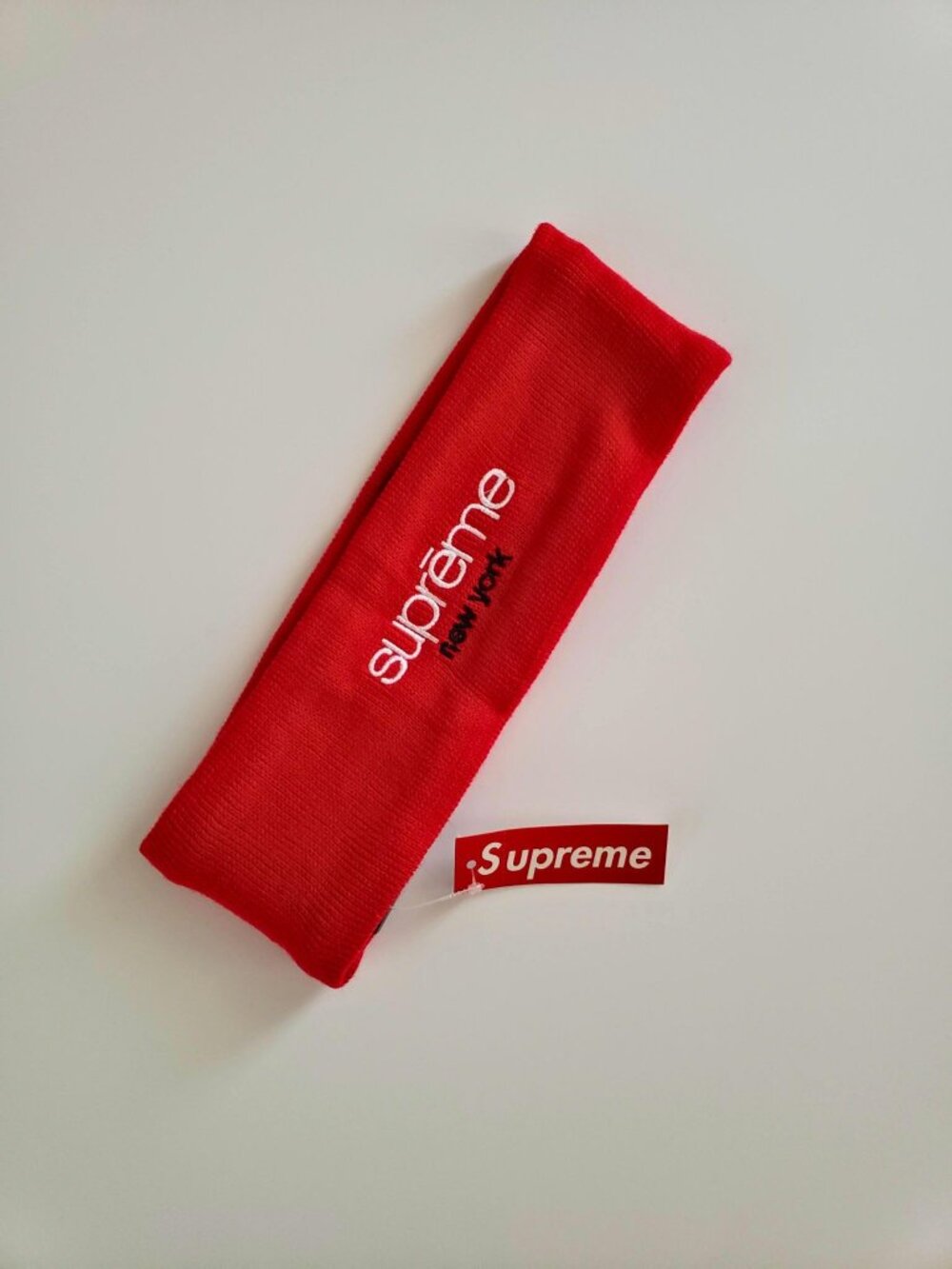 NWT Supreme x New Era New York Classic Logo Headband Fleece Lined Red OS